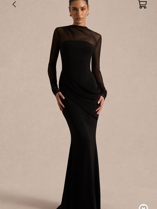 Club London Dresses & Skirts - Sleek Black Long-Sleeve Mesh Maxi Dress